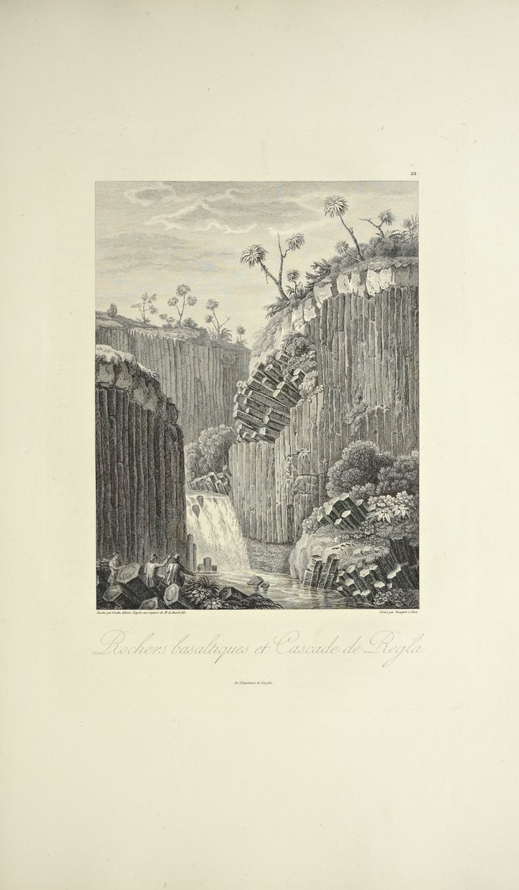 Rocas de basalto y la Cascada de Regla, ilustración de 