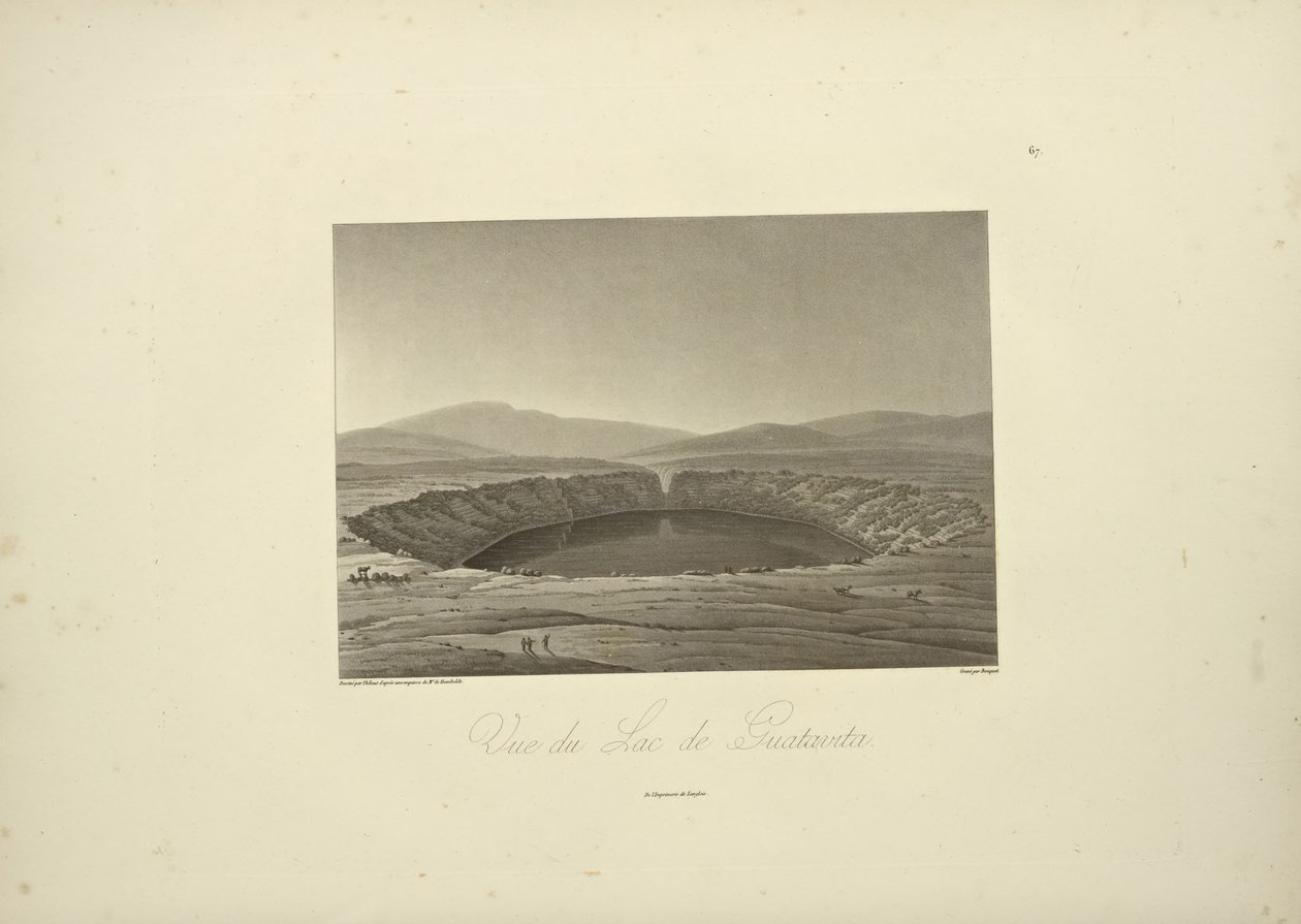 Vista del Lago de Guatavita, ilustración de 
