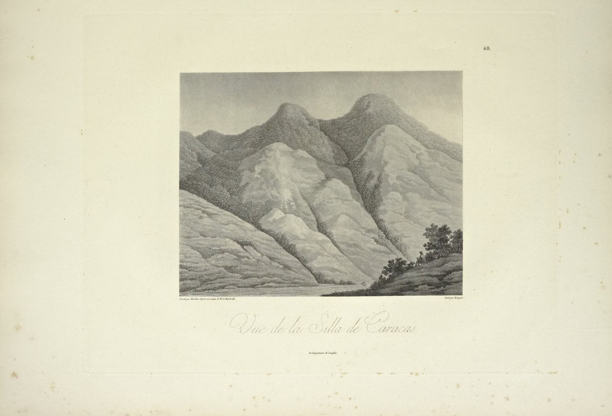 Vista de la Silla de Caracas, dibujada por Marchais, grabada por Bouquet, ilustración de 