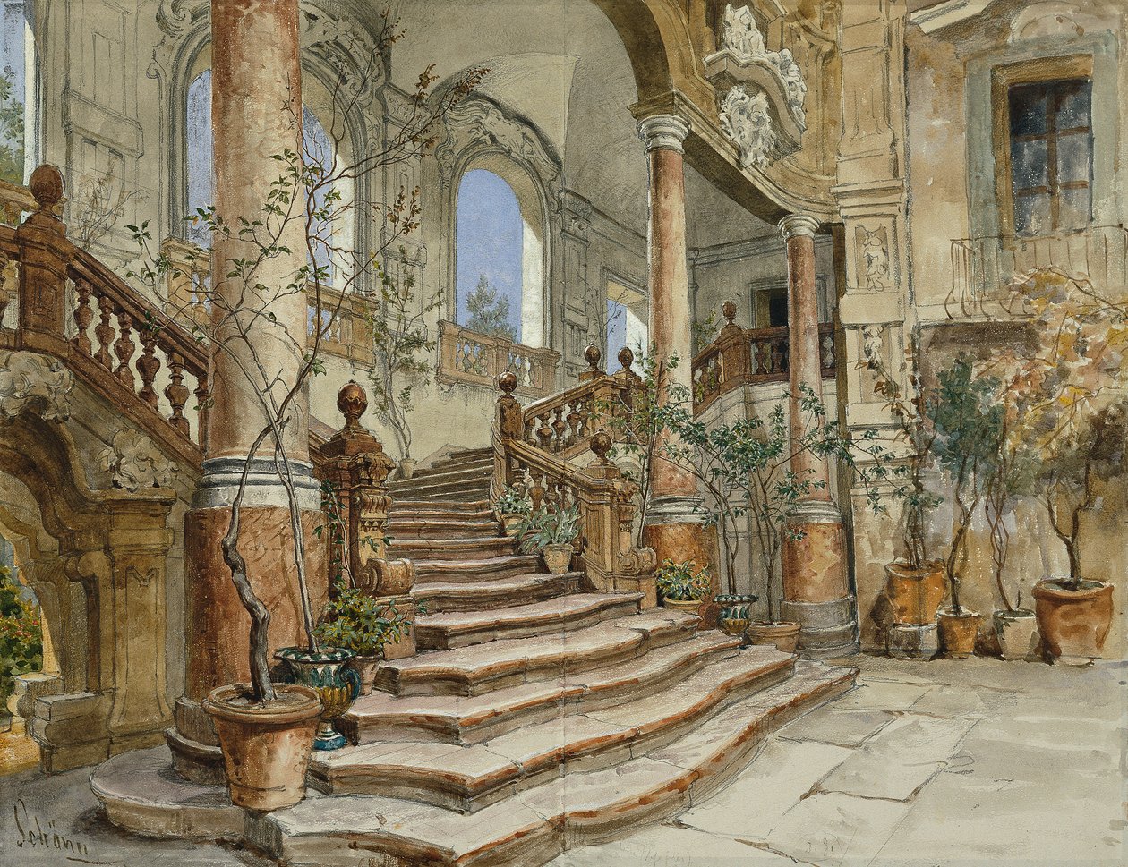 Marmortreppen Palacio Bonagia en Palermo de Friedrich Alois Schönn