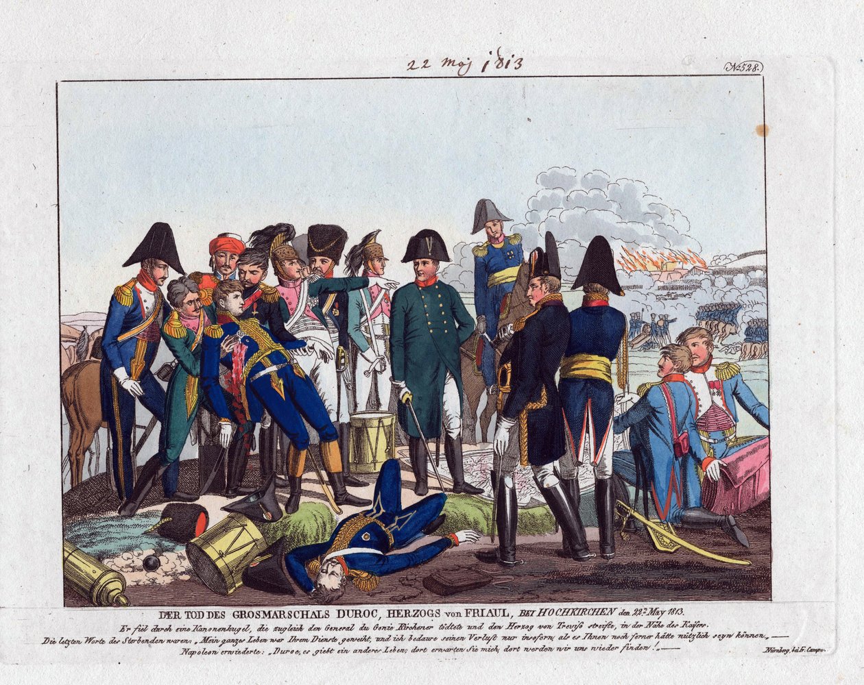 La muerte del mariscal Duroc en Hochkirchen el 22 de mayo de 1813 de Friedrich Campe