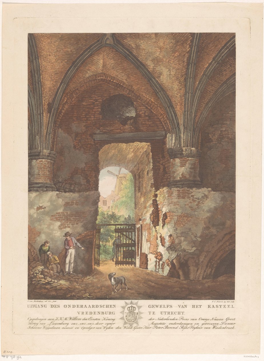 Vista desde la bóveda subterránea del castillo de Vredenburg en Utrecht de Friedrich Christoph Dietrich