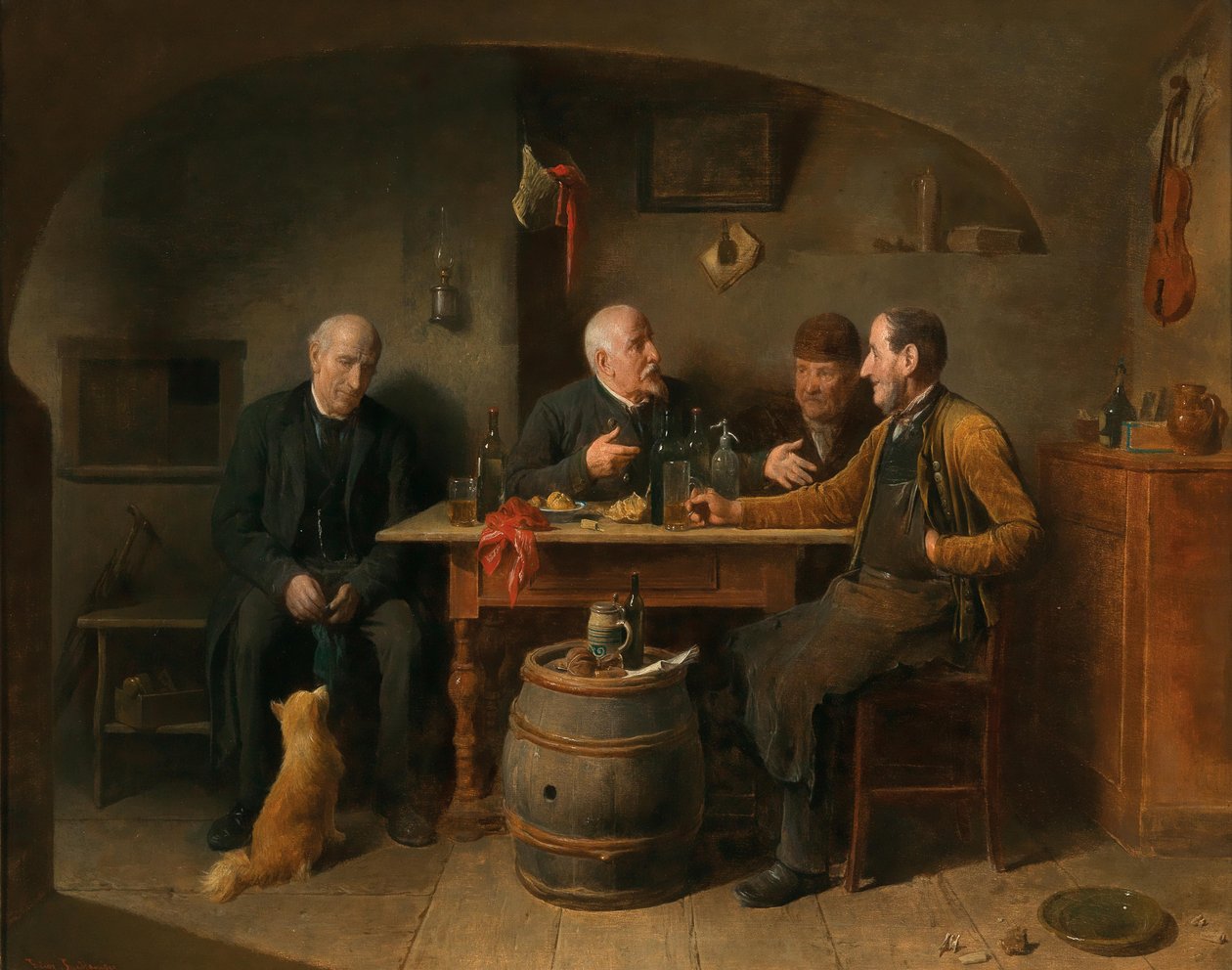Alemán: Cuatro hombres en una taberna Una escena de taberna de Friedrich Friedlander