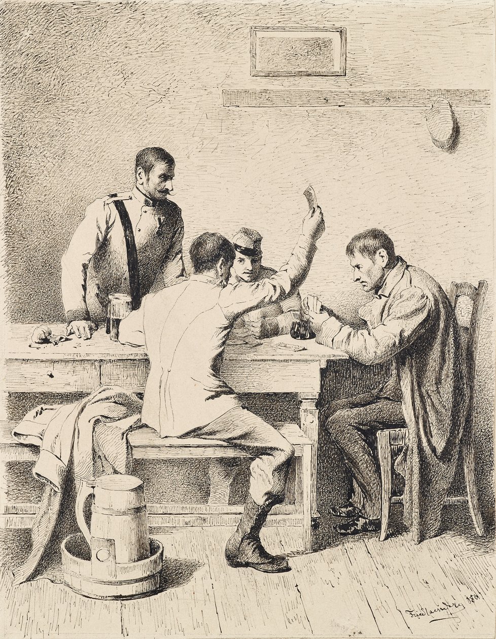 Soldados jugando a las cartas de Friedrich Friedländer Ritter von Malheim