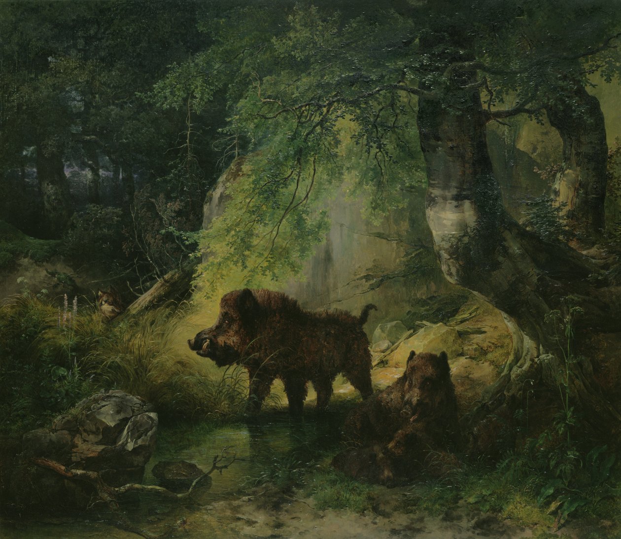 Jabalí y lobo de Friedrich Gauermann