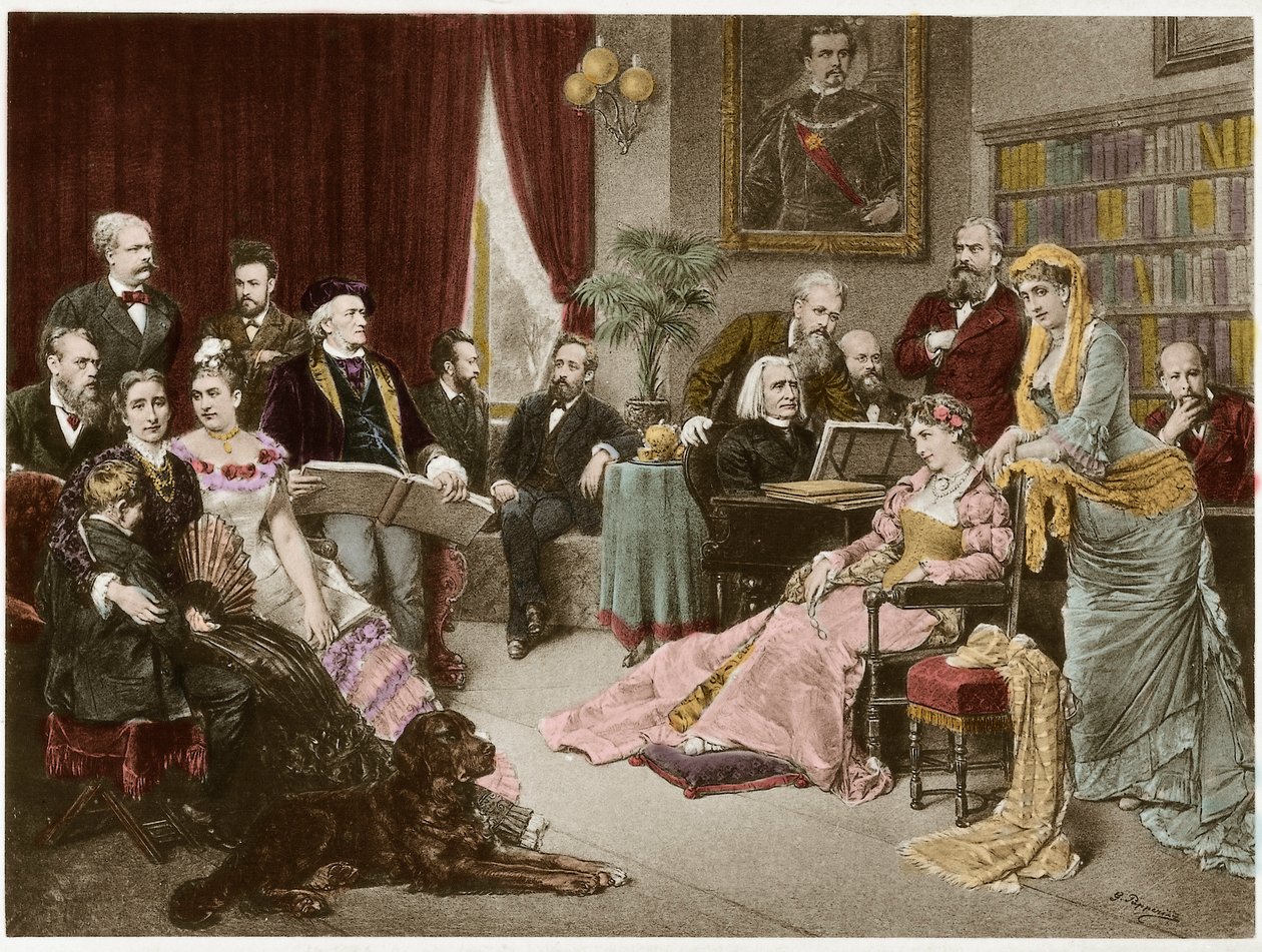 Richard Wagner y Liszt en Bayreuth con Cosima y Siegfried - después de Fritz Georg Papperitz de Friedrich Georg Papperitz