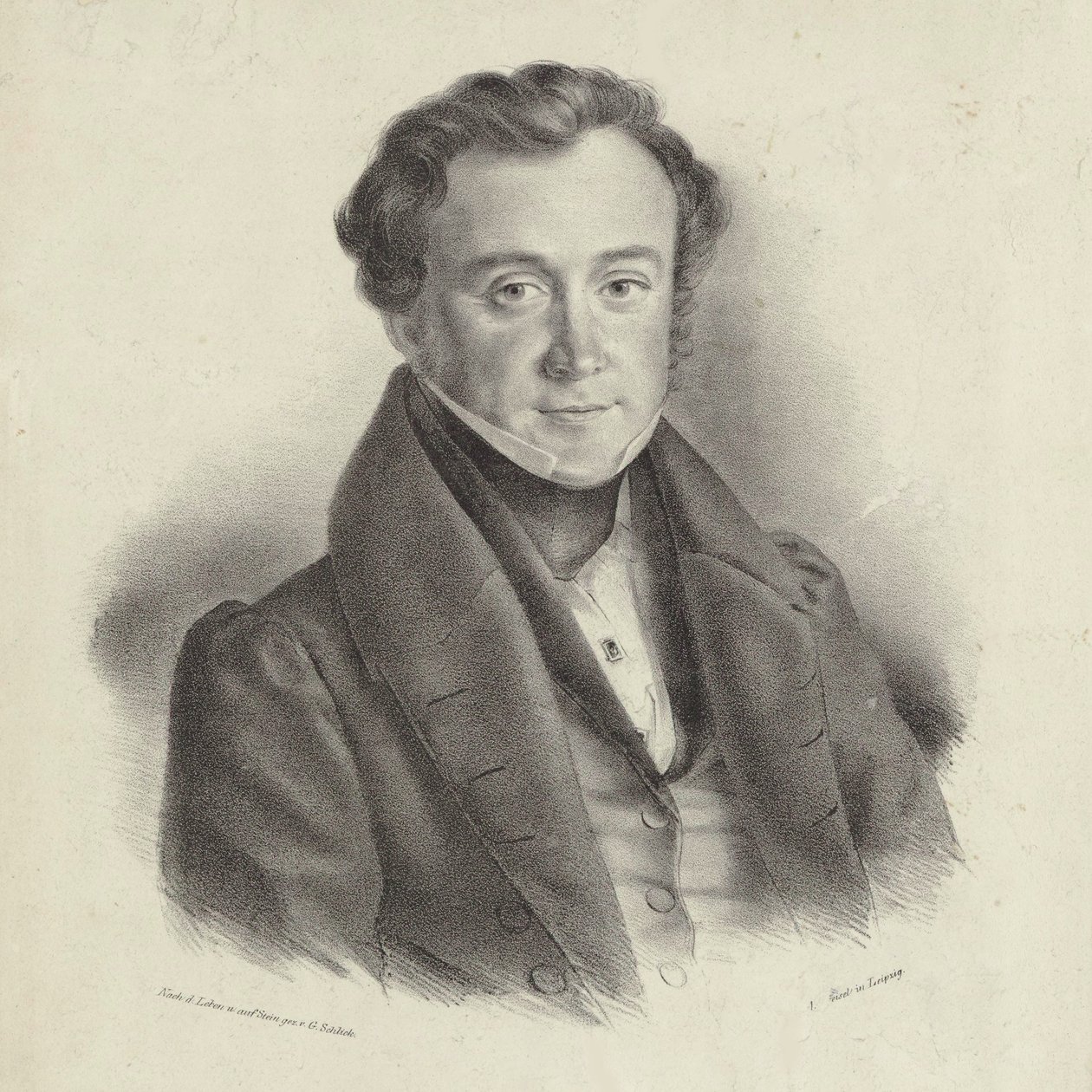 Retrato del compositor Johann Wenzel Kalliwoda 1801-1866 de Friedrich Gustav Schlick
