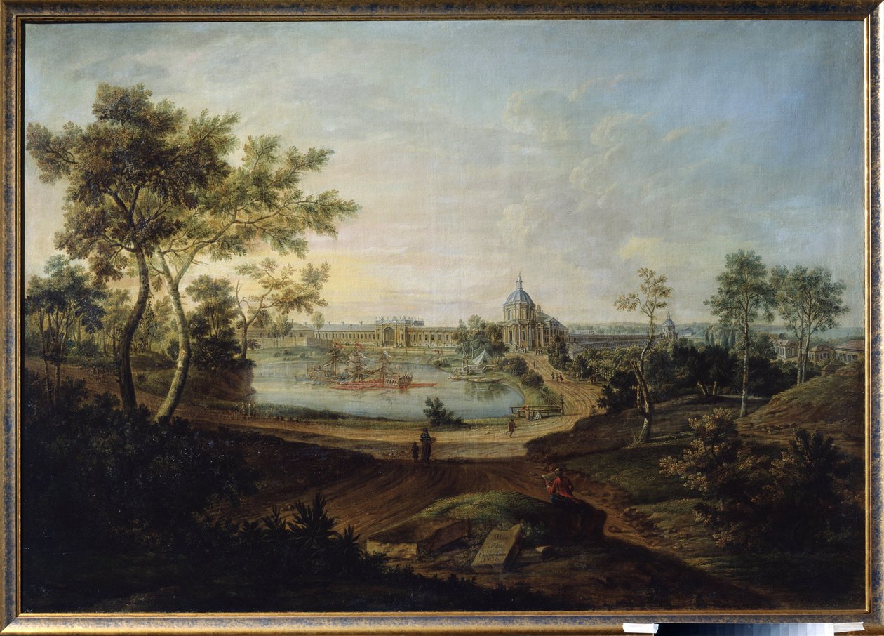 "Vista del Gran Palacio de Oranienbaum Construido por el arquitecto Antonio Rinaldi para la emperatriz Catalina II la Grande. Pintura de Friedrich Hartmann Barisien (1724-1796) 1758 Stat de Friedrich Hartmann Barisien