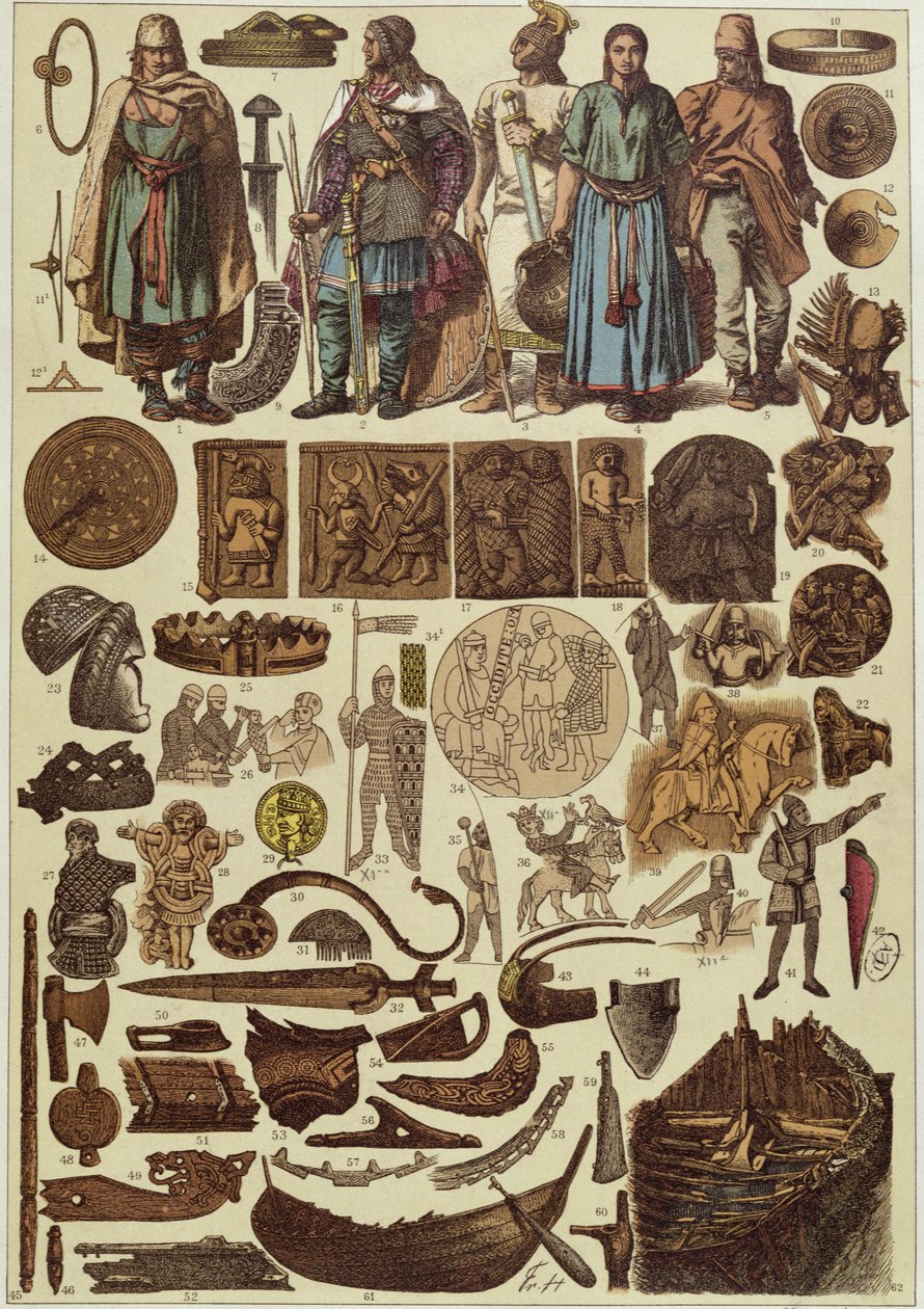Trajes y objetos escandinavos hasta 1200, finales del siglo XIX de Friedrich Hottenroth