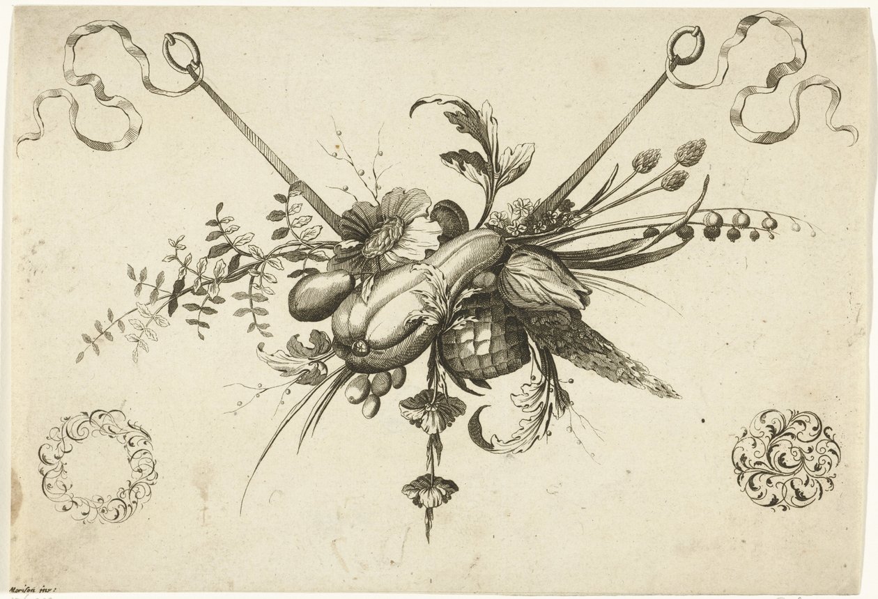 Festival con flores, bladeren y vruchten Diferentes nuevos adornos de flores y frutas (título de la serie) de Friedrich Jacob Morisson