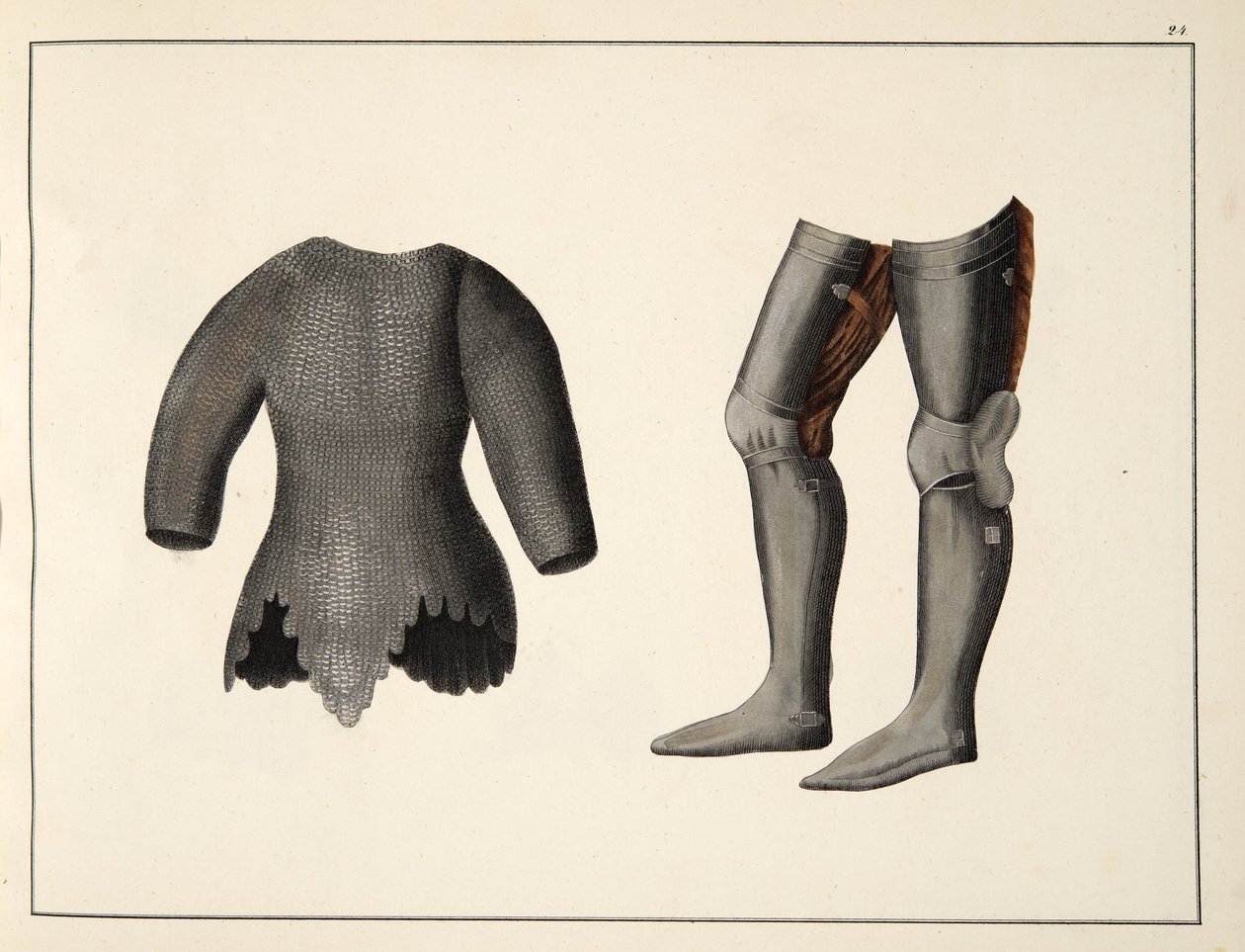 Armadura, lámina de Una historia del desarrollo y costumbres de la caballería, por Dr. Franz Kottenkamp, publicado por Carl Hoffmann, 1842 de Friedrich Martin von Reibisch
