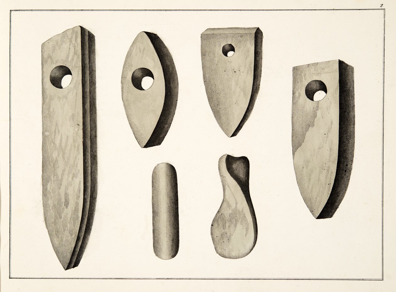 Armas de piedra, lámina de Una historia del desarrollo y costumbres de la caballería, por Dr. Franz Kottenkamp, publicado por Carl Hoffmann, 1842 de Friedrich Martin von Reibisch
