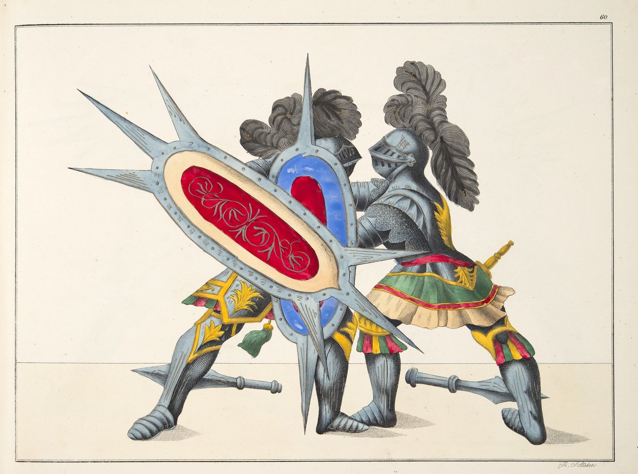 Dos caballeros luchando, lámina de 