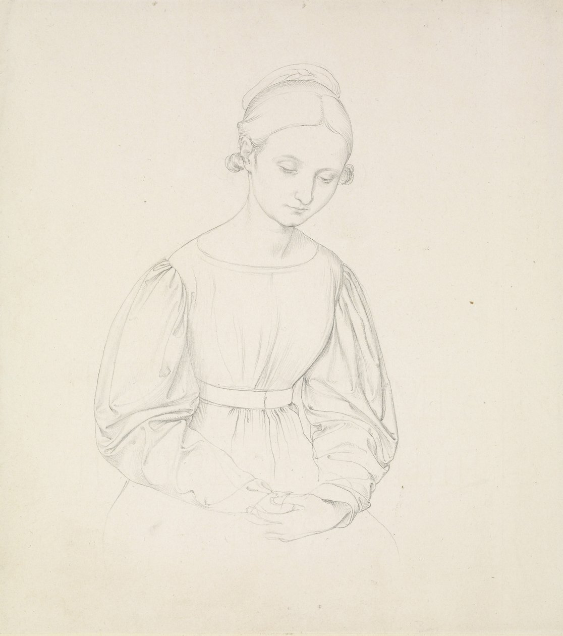Retrato de la esposa del artista, Nina, c. 1830 (grafito sobre papel) de Friedrich Overbeck