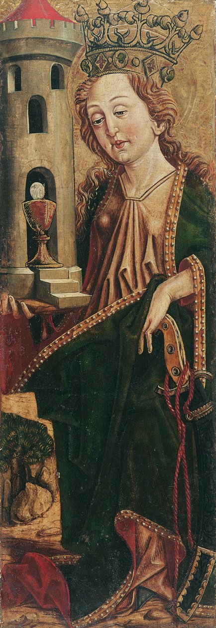 Santa Bárbara (interior) y San Casiano (exterior) de Friedrich Pacher (Umkreis)