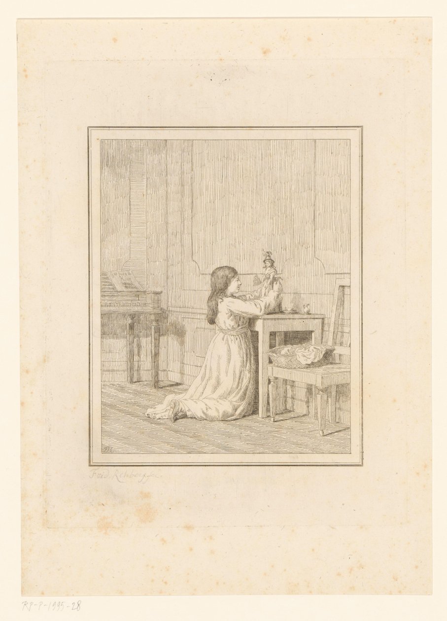 niña con muñeca Escenas de la vida cotidiana en Italia (título de la serie) Figura prese dal vero (título de la serie sobre el objeto) de Friedrich Rehberg