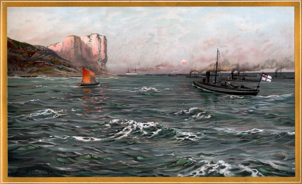 Kaiserliche Marine Bliz mit Torpedobootsdivisionen bei Stubbenkammer por Friedrich Schwinge, nr10 de G. Wislicenus, Unsre Kriegsflotte. de Friedrich Schwinge