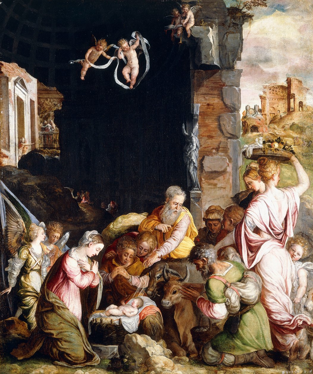 La adoración de los pastores de Friedrich Sustris