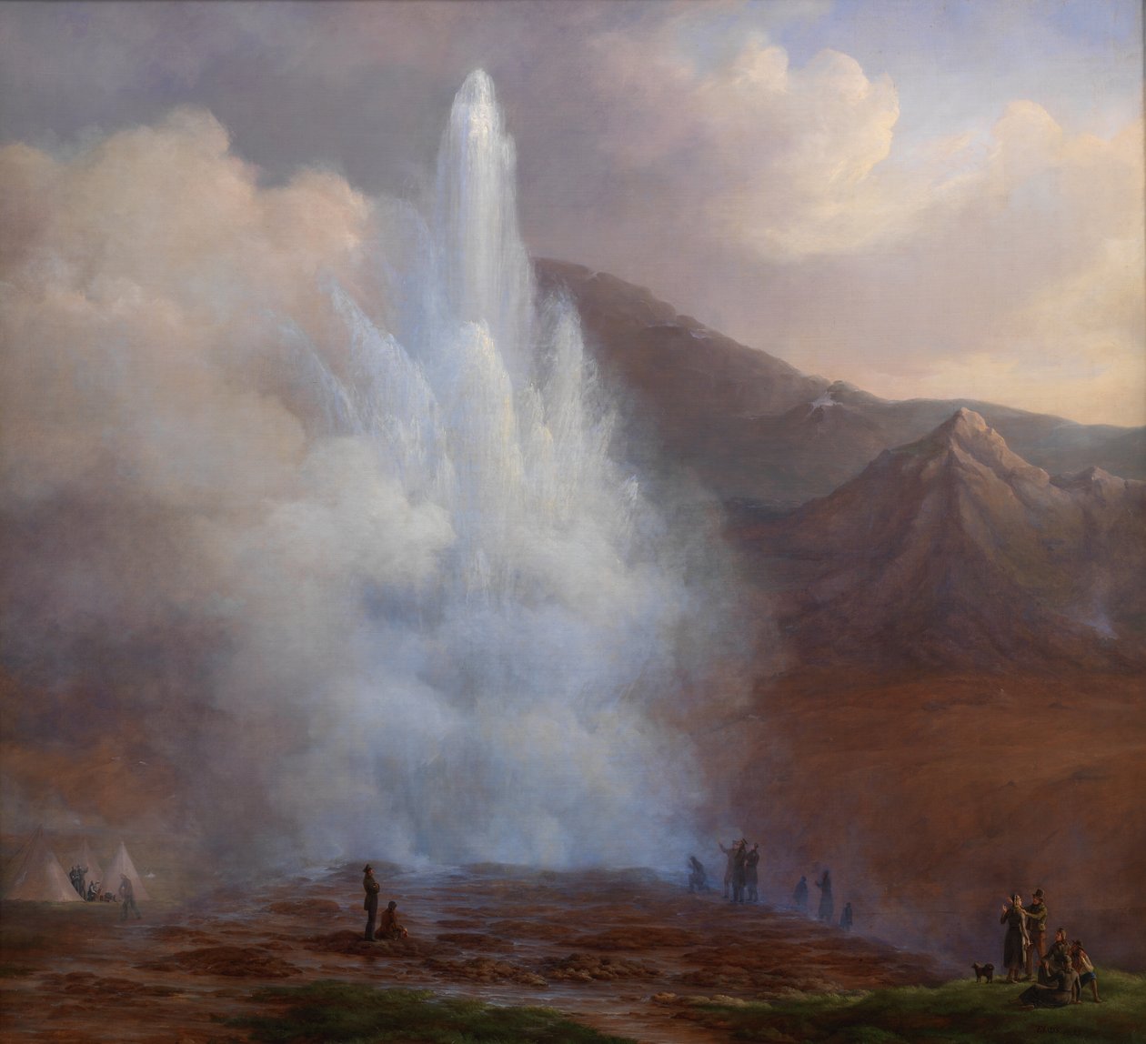 La erupción del Gran Géiser en Islandia en 1834 de Friedrich Theodore Kloss