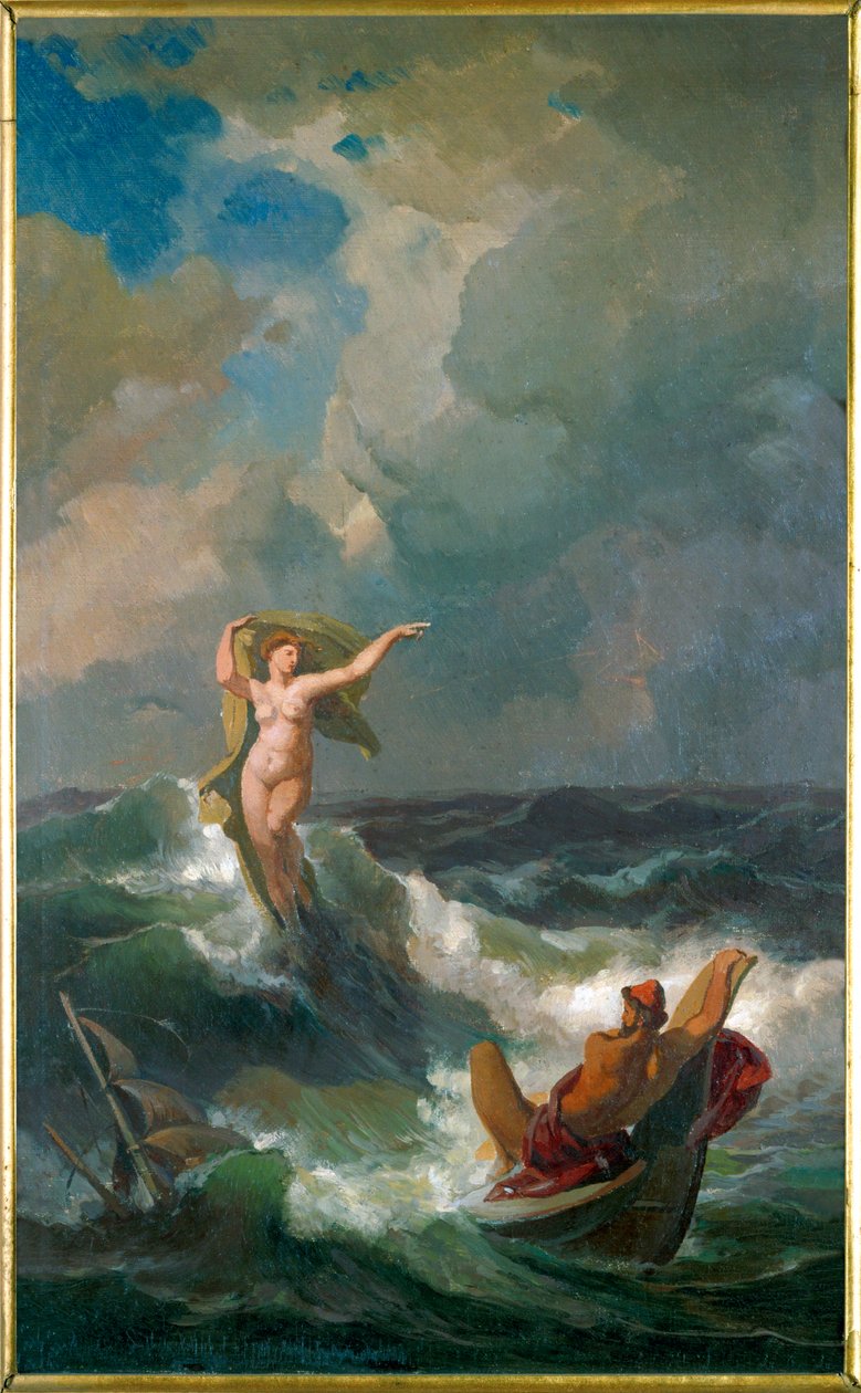 Ulises y Leucotea (óleo sobre lienzo) de Friedrich the Elder Preller