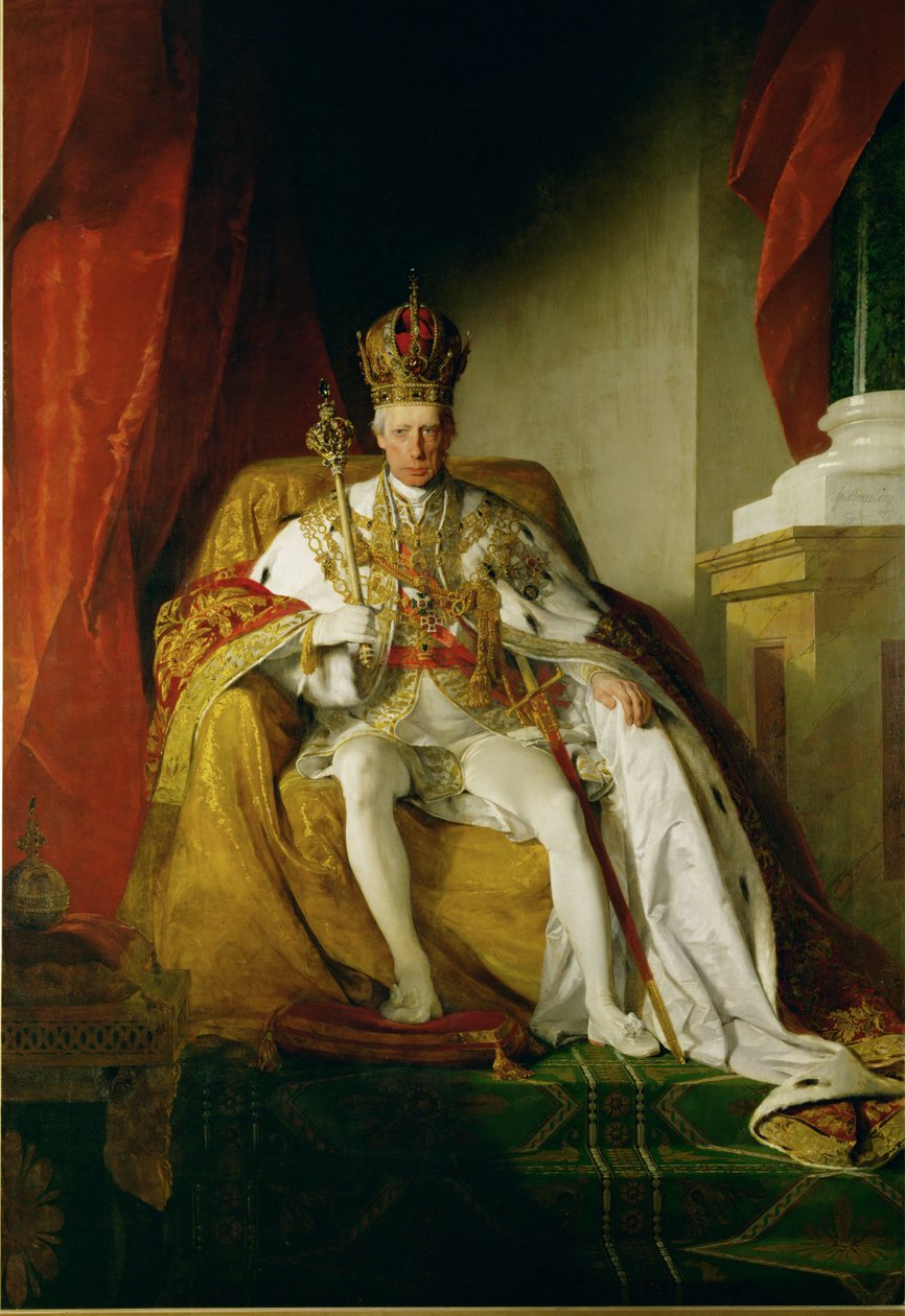 El emperador Francisco I con los hábitos de coronación del Imperio austriaco ... de Friedrich von Amerling