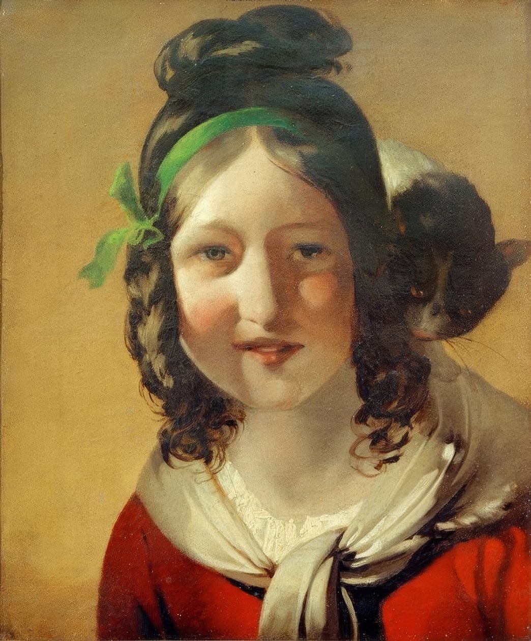 Niña Riéndose con Gato de Friedrich von Amerling