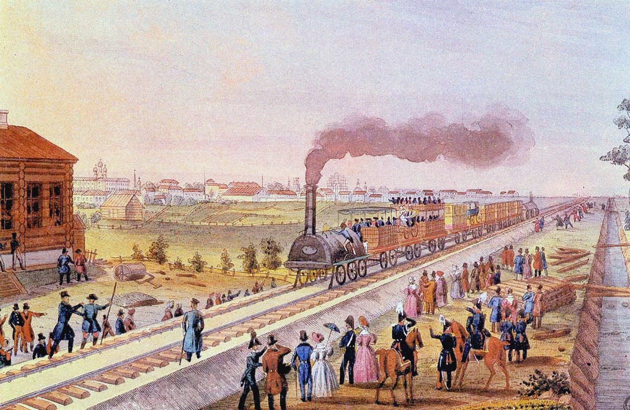 Llegada del primer tren de San Petersburgo a Tsarskoye Selo el 30 de octubre de 1837, 1837 de Friedrich von Martens