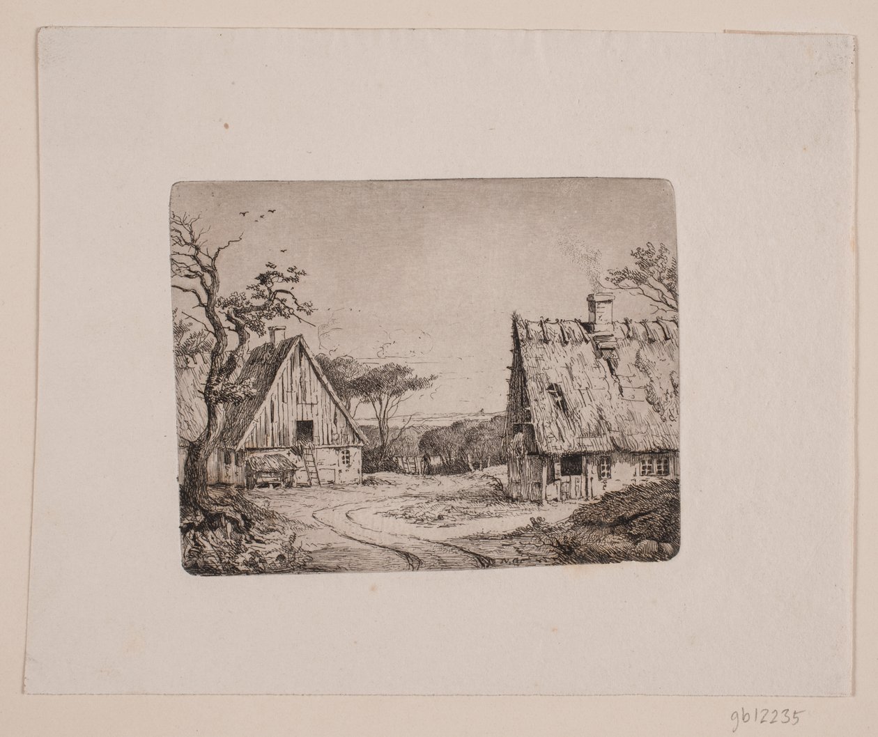 Paisaje con dos casas de campesinos de Frits Grove