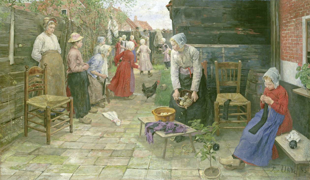 El organillero está llegando, 1883 de Fritz von Uhde