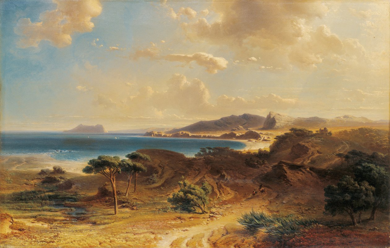 Playa en Estepona con vista del Peñón de Gibraltar de Fritz Bamberger