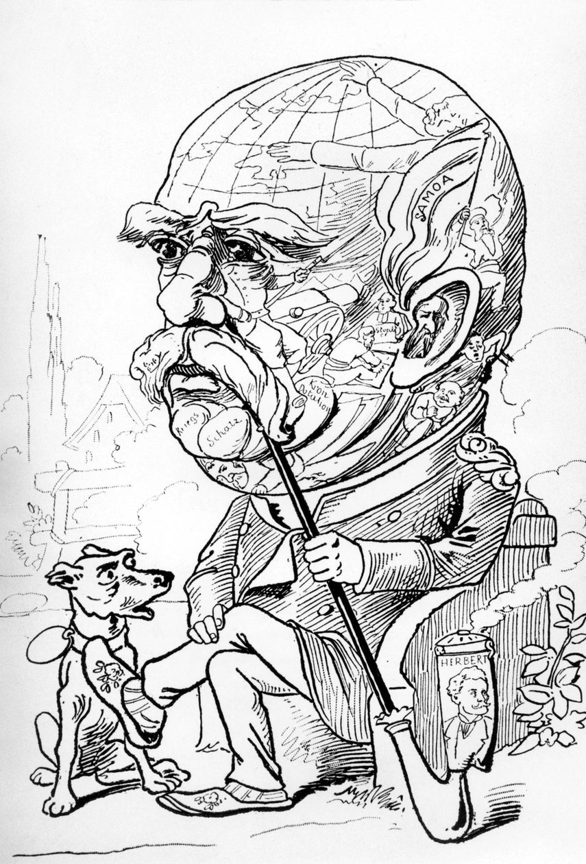 Caricatura de Bismark publicada en la revista Nebelspalter el 2 de marzo de 1889 (grabado) de Fritz Boscovitz