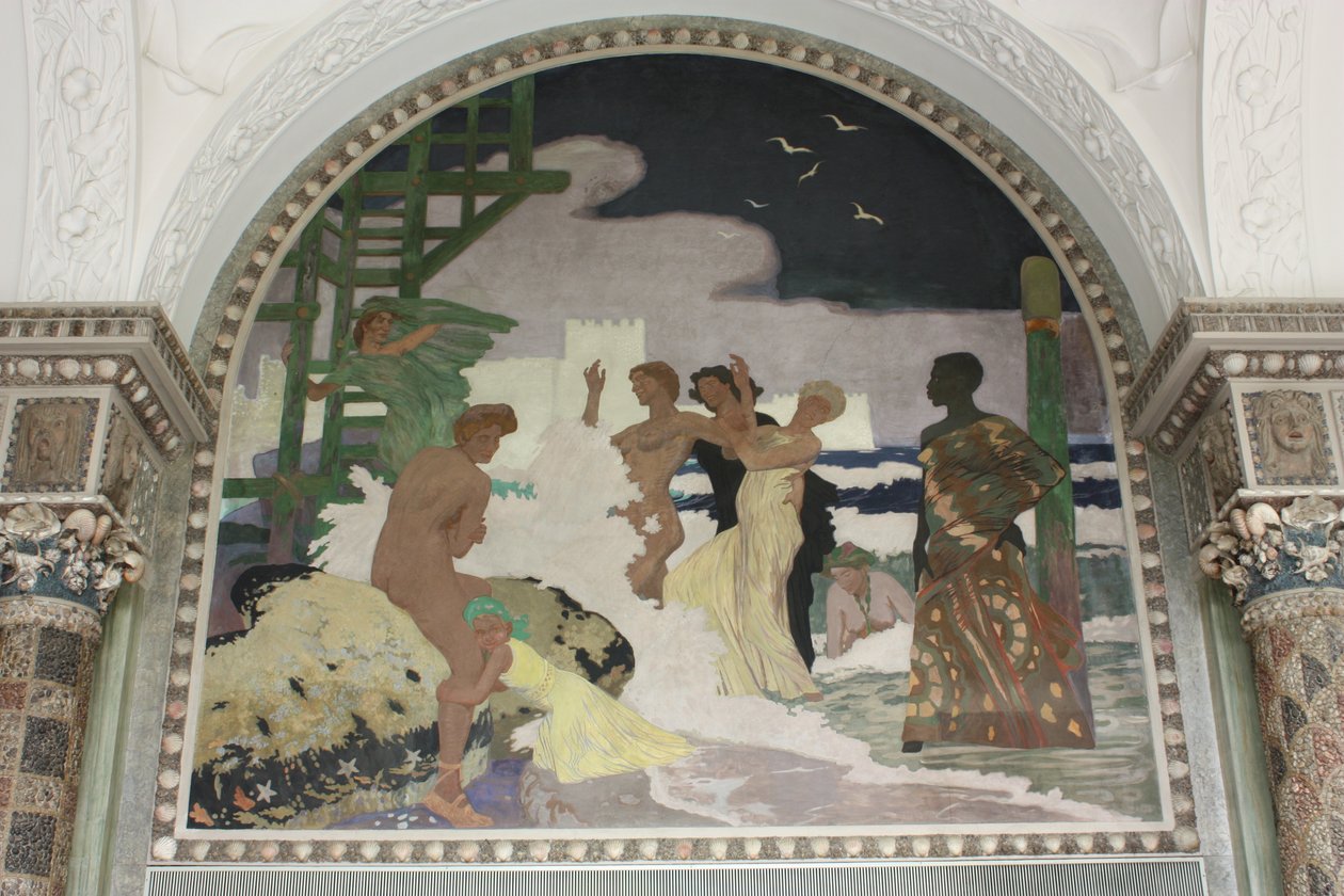 Pintura mural en la Sala de Conchas del Kurhaus Wiesbaden de Fritz Erler
