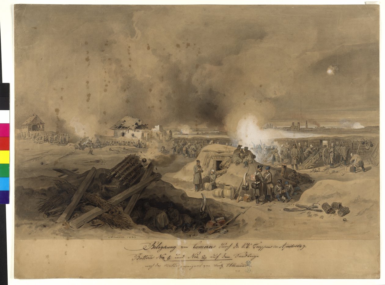 Asedio de Komorn por las tropas del k. k. en abril de 1849 (acuarela sobre papel) de Fritz L