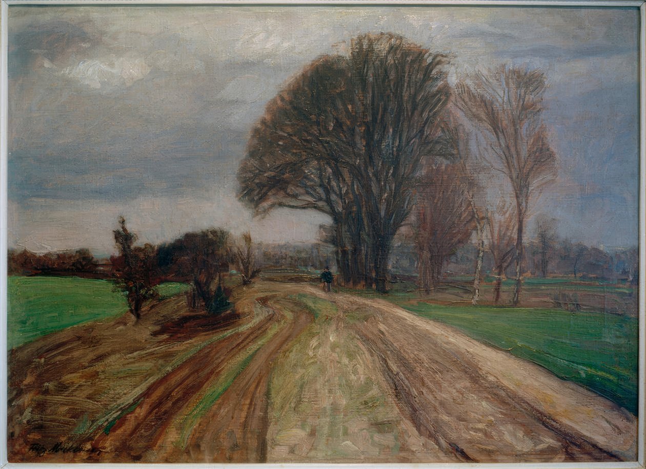 Camino rural con ciclista de Fritz Mackensen
