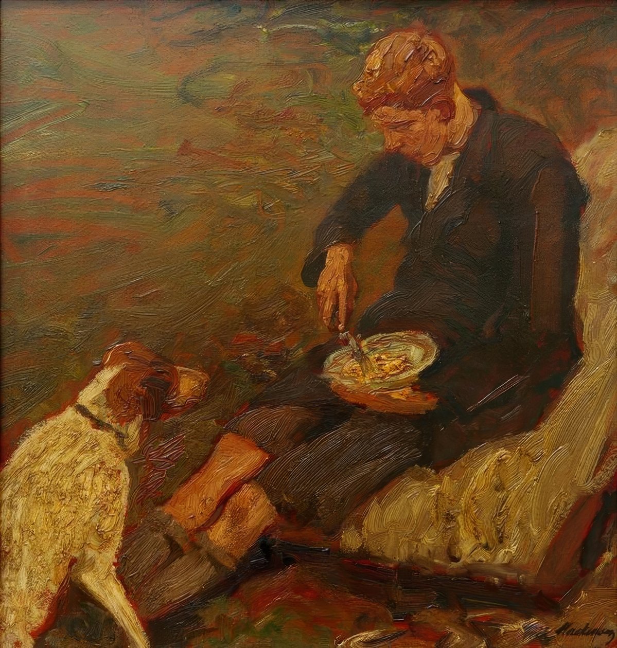 Niño con perro de Fritz Mackensen