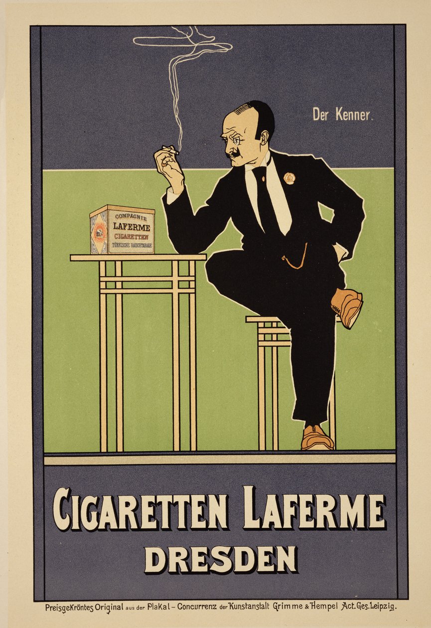 Reproducción de un cartel publicitario de los cigarrillos "Laferme", Dresde de Fritz Rehm