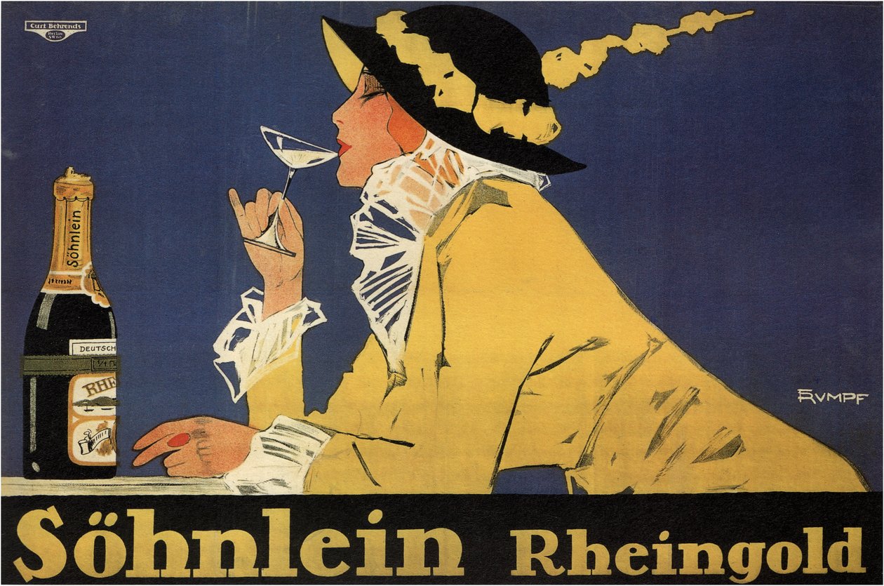 publicidad del vino espumoso Sohnlein Rheingold de Fritz Rumpf