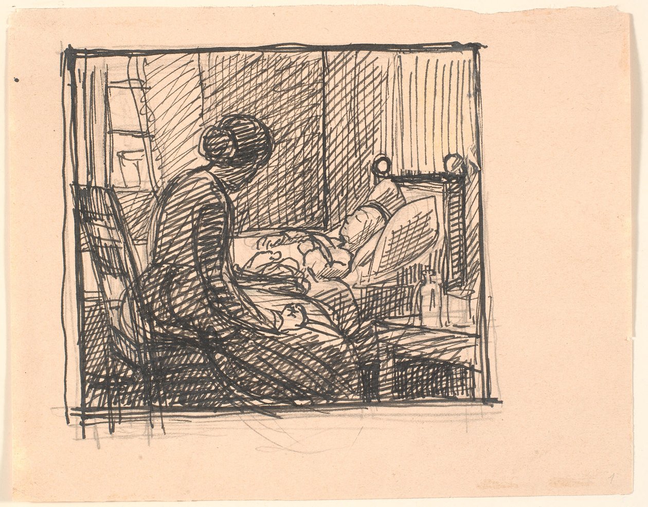 Una madre sentada con su pequeño hijo... de Fritz Syberg
