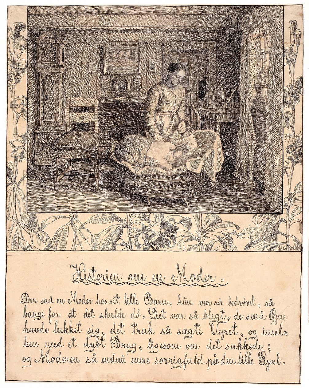 Una madre sentada junto a su pequeño... de Fritz Syberg