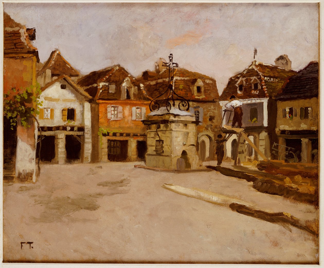 Una plaza del pueblo de Frits Thaulow