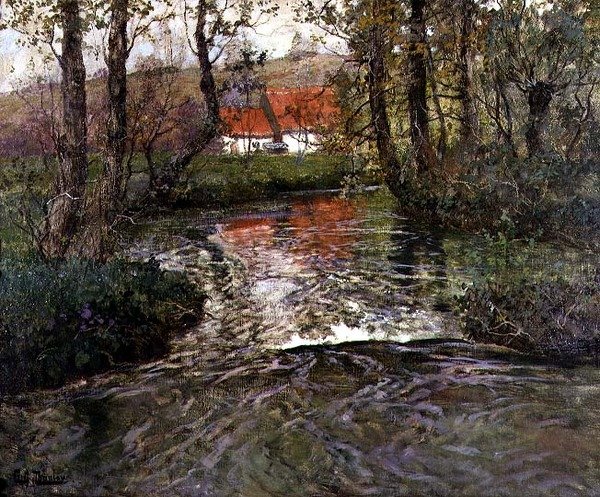 Edificio junto al Río de Fritz Thaulow