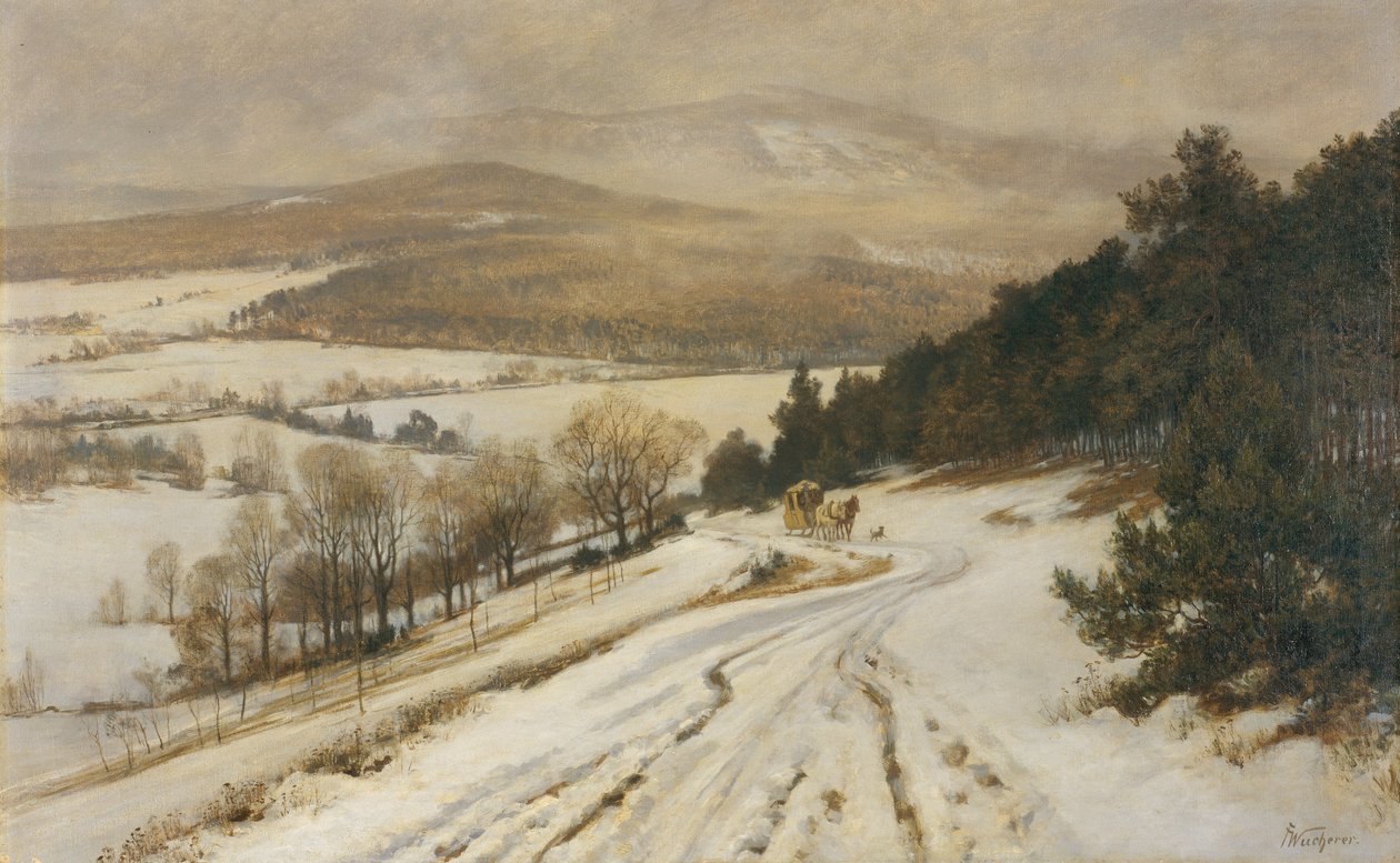 Montañas del Taunus en invierno, antes de 1900 (óleo sobre lienzo) de Fritz Wucherer