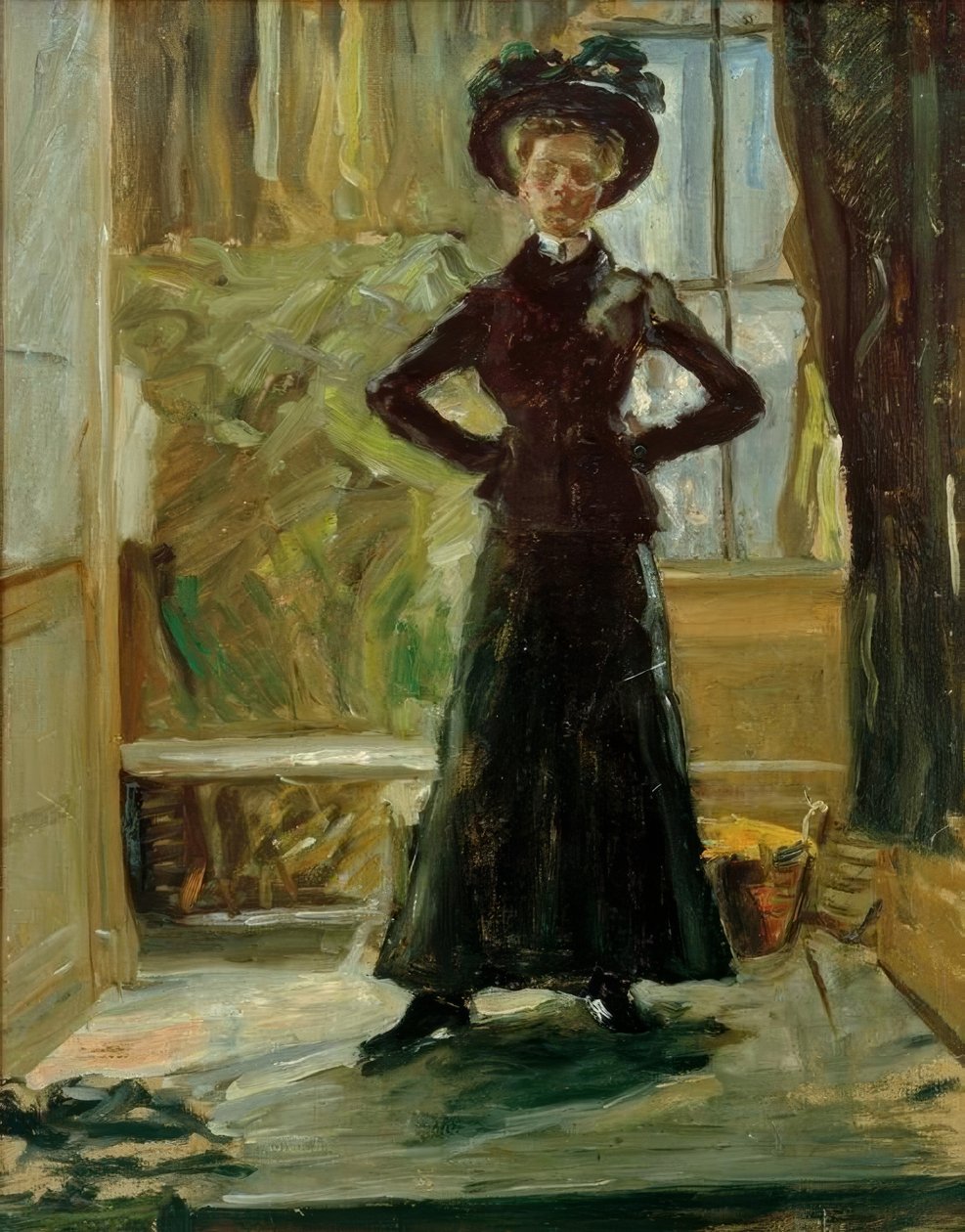 Retrato de la hija con traje negro de Fritz von Uhde