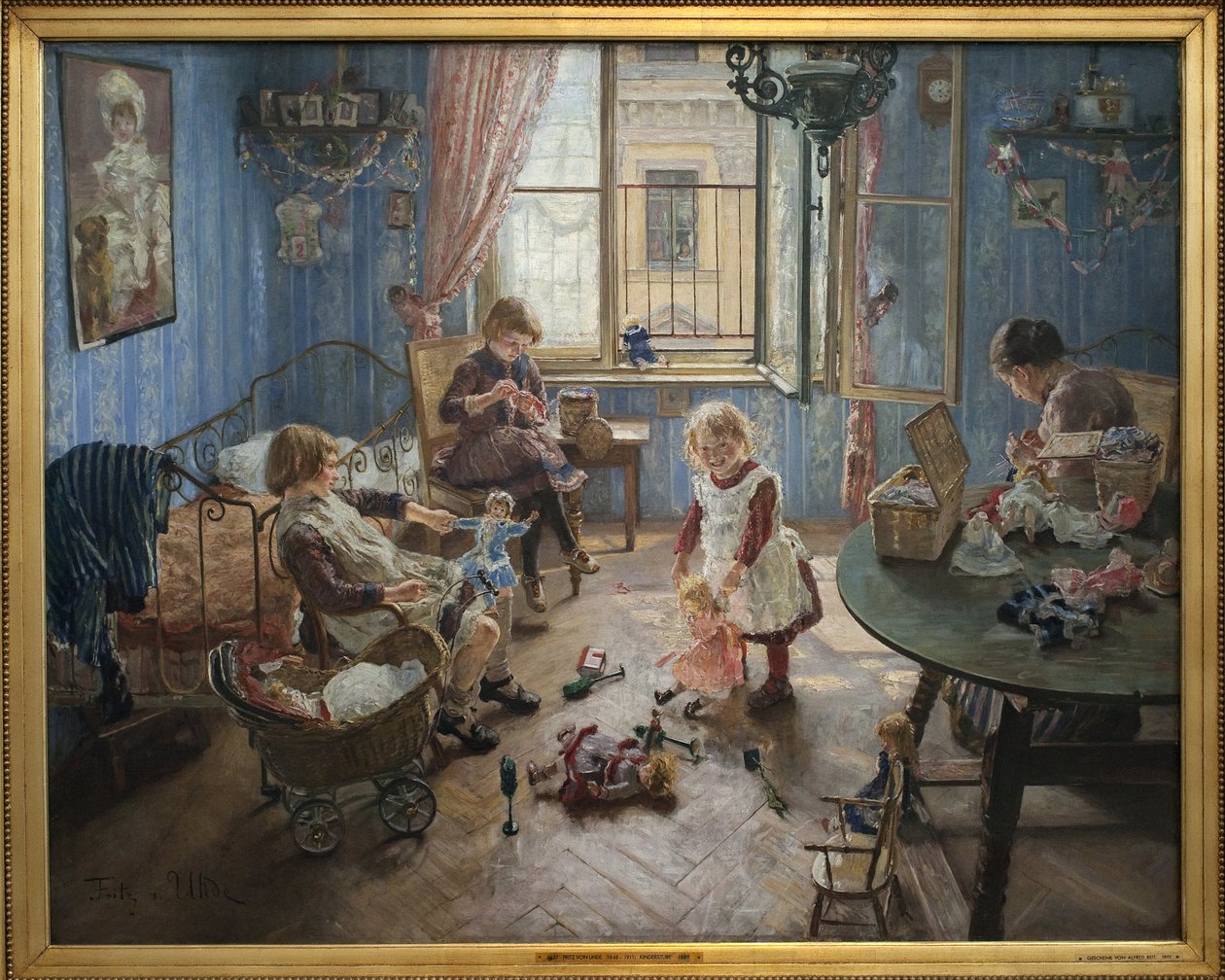 Jardín de infancia. Pintura de Fritz von Uhde (1848-1911), óleo sobre lienzo de Fritz von Uhde