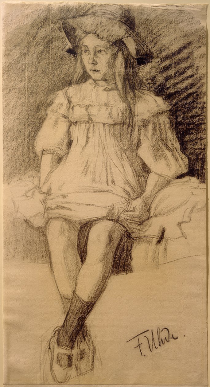 Niña sentada con sombrero de Fritz von Uhde