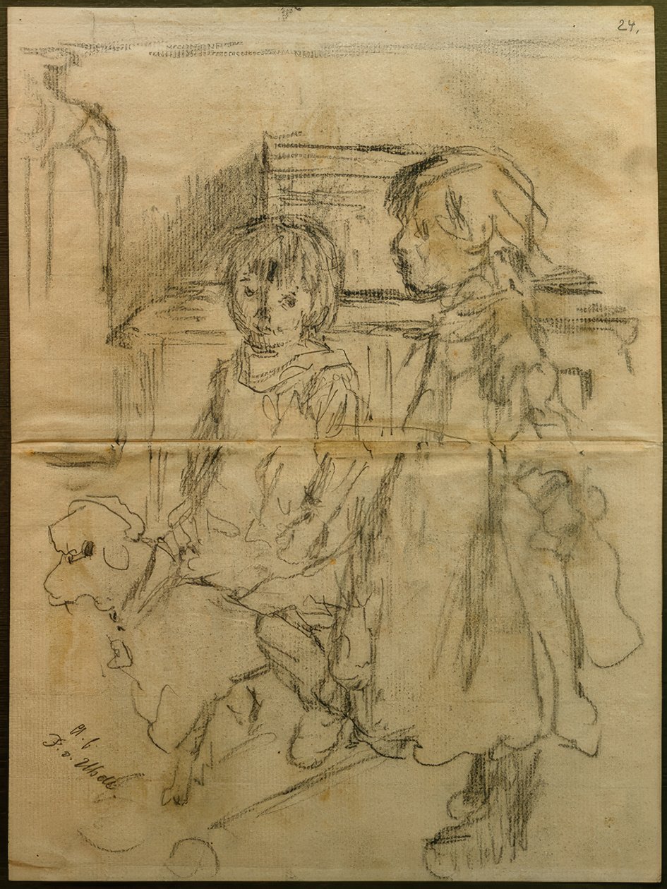 Trabajo preliminar para "Cuarto de niños" de Fritz von Uhde