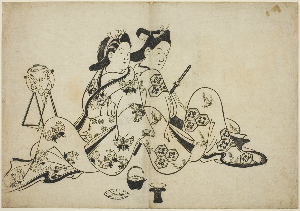 De espaldas, de una serie de 12 grabados de Furuyama Moroshige