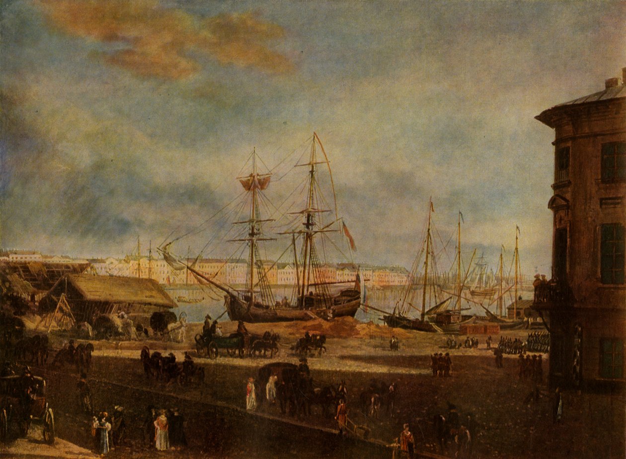 Vista del muelle inglés desde...el edificio de la Academia de Arte, principios del siglo XIX, 1965 de Fyodor Alekseyev