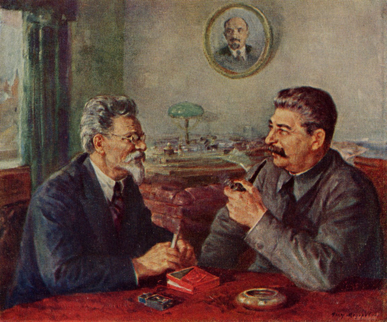 Joseph Stalin (1879-1953) y Mikhail Ivanovitch Kalinin (1875-1946) de Fyodor Alexandrovich Modorov