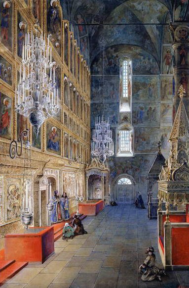 Interior de la Catedral de la Asunción del Kremlin de Moscú, 1819 de Fyodor Alexeyev